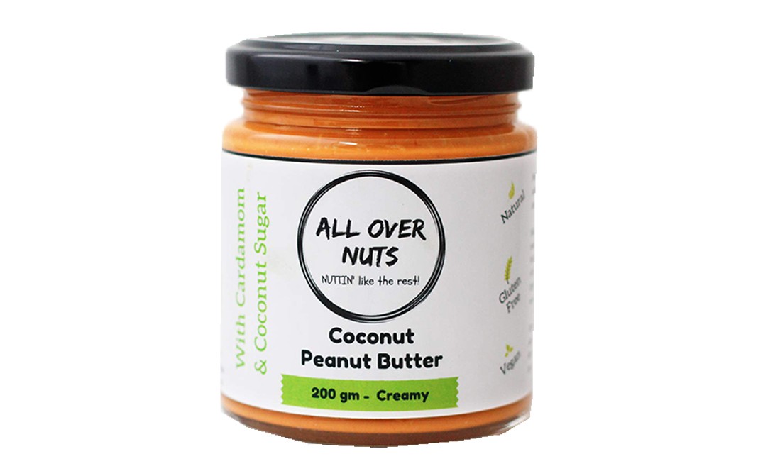 All Over Nuts Coconut Peanut Butter Creamy  Glass Jar  200 grams